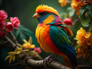 	
A bird sitting on a tree branch 