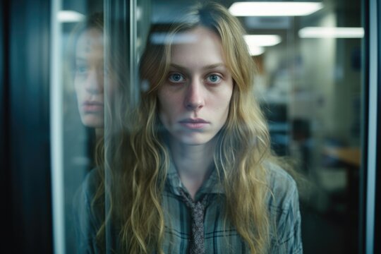 focus on transgender woman at thes office, manifesting secondary ual characteristics due to hormone replacement therapy. She experiences both physical and emotional changes she adjusts to new