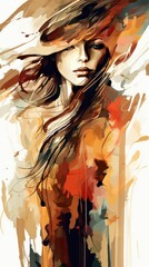 A beautiful painting of a model in abstract form. I would use this for a prints on the wall or background wallpaper.
