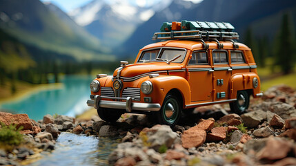 Fototapeta premium car in journey life and travel