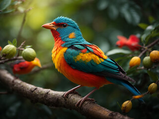 Obraz premium A bird sitting on a tree branch 