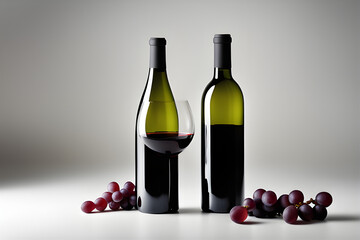 Obraz premium wine bottle and glass. Generative AI