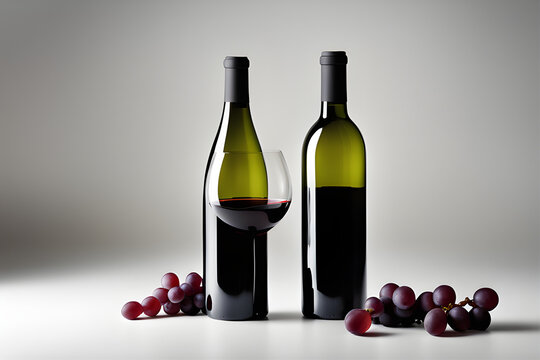 wine bottle and glass. Generative AI