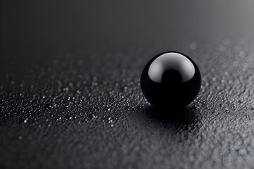 This striking stock photo features an isolated raindrop delicately poised on a glossy black surface with a bokeh effect