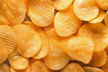 Crispy Potato Chips Snack Texture Background - Created with Generative AI Tools