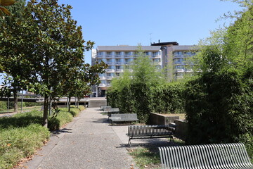 Bâtiment typique, vu de l'extérieur, ville de Dax, département des Landes, France