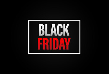 Black Friday banner. Modern design with red and white typography on black background. Template for promotion, advertising, and web Black Friday season. Vector illustration.