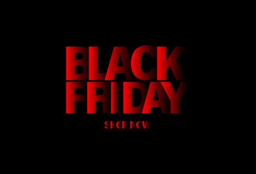 Black Friday banner. Modern design with black and red typography on black background. Template for promotion, advertising, and web Black Friday season. Vector illustration.