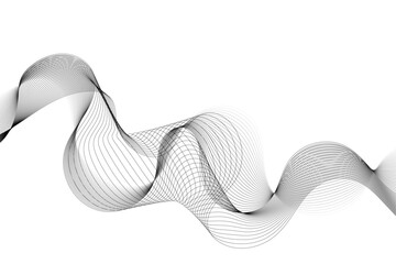 Fototapeta premium Abstract wavy white and grey curved lines on transparent background. Frequency sound wave lines and technology background, Design for brochure, flyer, banner, template, business wave lines background.