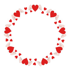 red heart with wings round frame
