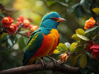 Obraz premium A bird sitting on a tree branch 