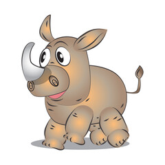 Cute Rhino Cartoon Character Vector Illustration