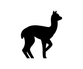 Vector baby alpaca icon. Simple black silhouette illustration.