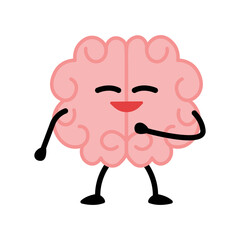 Cartoon brain character illustration. Funny cartoon brain character drawing set. Smart brain with lightbulb, sleeping, farting, thinking, training and dead. Cute vector hand drawn illustration.