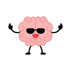 Cartoon brain character illustration. Funny cartoon brain character drawing set. Smart brain with lightbulb, sleeping, farting, thinking, training and dead. Cute vector hand drawn illustration.