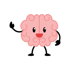 Cartoon brain character illustration. Funny cartoon brain character drawing set. Smart brain with lightbulb, sleeping, farting, thinking, training and dead. Cute vector hand drawn illustration.