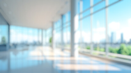 blurred office lobby entrance building background, defocus luxury clinic hospital corridor, modern hotel reception hall interior Ai generated