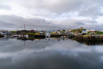 Stykkisholmur, Iceland - Colorful homes and buildings in the harbor in Stykkisholmur, Iceland on the Snaefellsnes peninsula