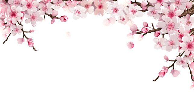 Background decorated with cherry blossoms on top, Generative AI