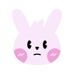 Cute Rabbit Face Emoticons Set. Happy, Angry, Crying, Love and Sleeping Cute Faces.