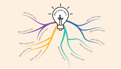 Vector infographic for mind map visualization template with colorful circles and several icons