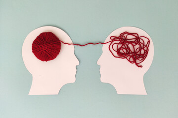 Psychotherapy. Different thinking, rational and irrational thinking concept. Mental health and...