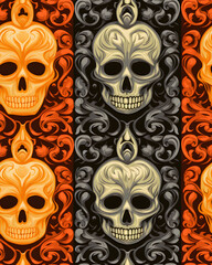 skulls and bones AI generated seamless pattern texture