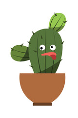 Cute cartoon cactus and succulents with funny happy faces, expression in flowerpot. concept simple flat design illustration vector. can used for cards, invitations, sticker, object decoration.