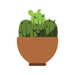 Cute cartoon cactus and succulents with funny happy faces, expression in flowerpot. concept simple flat design illustration vector. can used for cards, invitations, sticker, object decoration.
