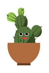 Cute cartoon cactus and succulents with funny happy faces, expression in flowerpot. concept simple flat design illustration vector. can used for cards, invitations, sticker, object decoration.