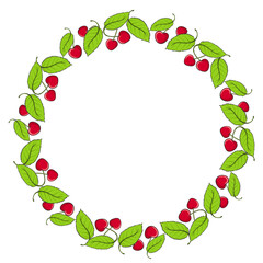 cherry fruit art drawn round frame