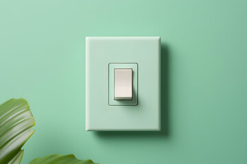 Beautiful light switch on green wall, A light switch in the off position