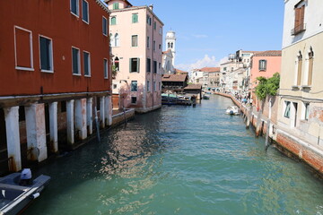 Canal in Venice, Italy, Europe. Architecture and landmark of Venice. 