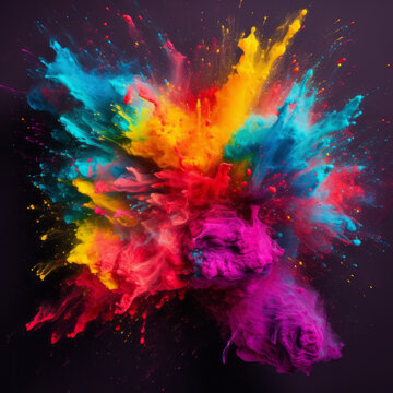 Colored powder explosion. Colorful rainbow holi paint splash background. Hindu festival of colors.