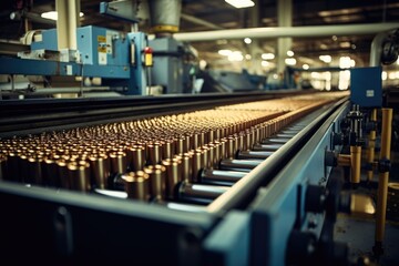 Manufacture of shells and cartridges on the assembly line of a military plant