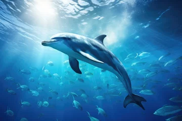 Foto op Canvas Dolphin swim in the blue sea in a picturesque place © YouraPechkin