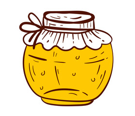 Honey jar bee food logo concept. Vector flat graphic design illustration