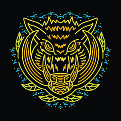 Colorful Monoline Wild Boar Vector Graphic Design illustration Emblem Symbol and Icon