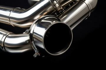Exhaust system made of durable steel. Generative AI
