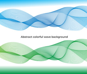 Green and blue flow of wavy lines, abstract waves background. Vector waves set. Modern blue wave background