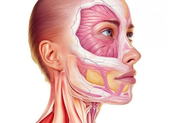 Detailed Female Facial Muscles for Medical Education