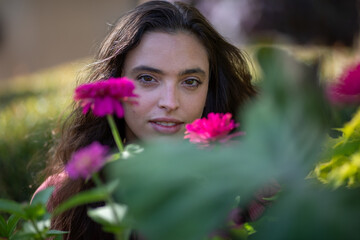 Naklejka premium a portrait of a brunette woman