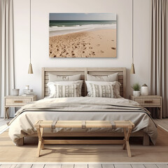 Mock up picture Beach above the bed in honeymoon suite