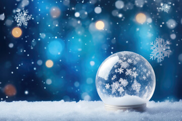 Fototapeta na wymiar Magical Snowfall Inside Glass Sphere