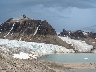 Lilliehöökbreen glacier complex in Albert I Land and Haakon VII Land at Spitsbergen, Svalbard.
