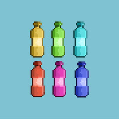 Pixel art sets of water drink tank with variation color items asset. pixel drink bottle on pixelated style.8bits perfect for game asset or design asset element for your game design asset.