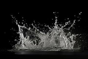 Slow motion of water splashing on black background. Generative AI