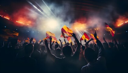 Fototapeta na wymiar Spanish fans in a stadium