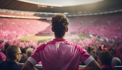 Rear view of a football fan watching a soccer game