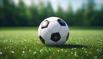 Fototapeta premium Classic soccer ball on the field